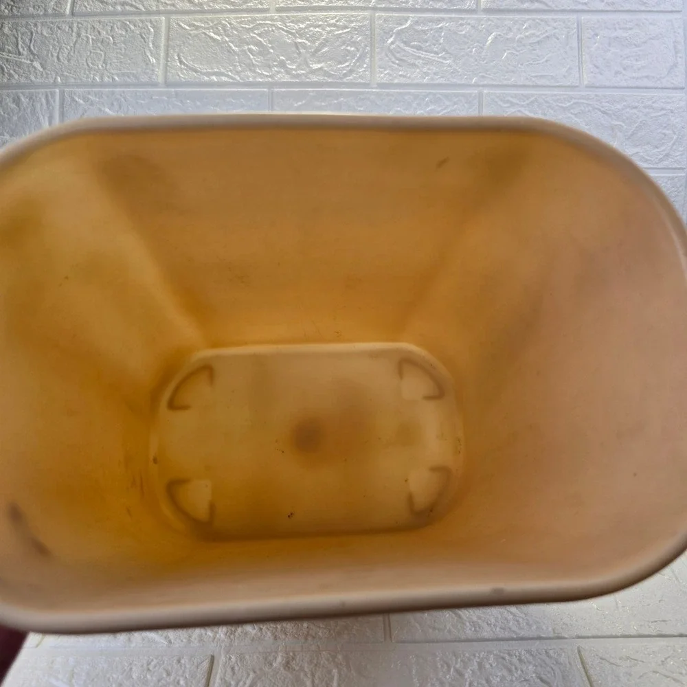 Vintage Textured Plastic Wastebasket Beige Rectangular Mid Century 11